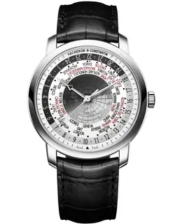 Vacheron Constantin Traditionnelle World Time Silver Dial Leather Strap Men's Watch 86060/000g-8982