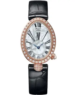 Breguet Reine de Naples Automatic Mother of Pearl Dial Rose Gold Diamond Leather Strap Women's Watch 8928br/51/944 dd0d3l