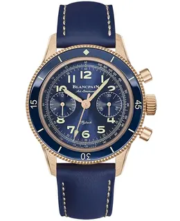 Blancpain Air Command Flyback Chronograph 18kt Rose Gold Blue Dial Leather Strap Men's Watch ac02-36b40-63a