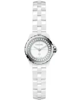 Chanel J12 XS White Dial Diamond Ceramic Strap Women's Watch h5237