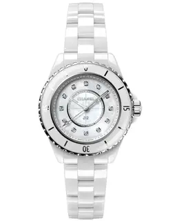 Chanel J12 Mother of Pearl Diamond Dial Ceramic Women's Watch h5704