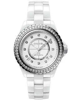 Chanel J12 White Dial Diamond Ceramic Women's Watch h7189
