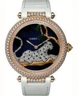 Cartier Panthere Rose Gold Diamond Leather Strap Women's Watch hpi00712