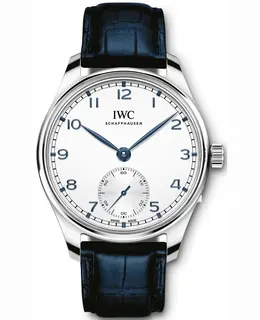 IWC Portugieser Automatic Silver Dial Blue Leather Strap Men's Watch iw358304