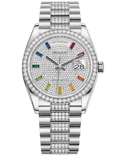 Rolex Day-Date White Gold Diamond Dial White Gold Women's Watch m128349rbr-0012