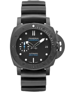 Panerai Submersible 42MM CarboTech Black Dial Rubber Strap Men's Watch pam02231