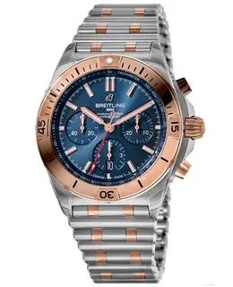 Breitling Chronomat B01 42 Chronograph Blue Dial Rose Gold Bezel Steel Men's Watch ub0134101c1u1