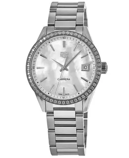 Tag Heuer Carrera Quartz Mother of Pearl Dial Diamond Bezel Steel Women's Watch wbk1316.ba0652