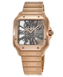 Cartier Santos 18k Rose Gold Skeleton Dial Men's Watch whsa0016