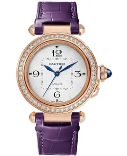 Cartier Pasha Small 18Kt Yellow Gold Diamond Silver Dial Women's Watch wjpa0012