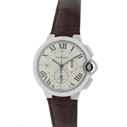 Pre-owned Cartier Ballon Bleu Chronograph Automatic Silver Dial Mens Watch w6920005