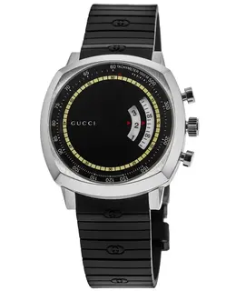Gucci Grip Black Dial Black Rubber Strap Men's Watch ya157301