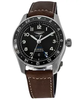 Men's Watch Longines Spirit Zulu Time L3.802.4.53.2 Black Dial Automatic Chronometer GMT