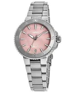 Oris Aquis Date Pink Dial Steel Women's Watch 01733777041580781805P