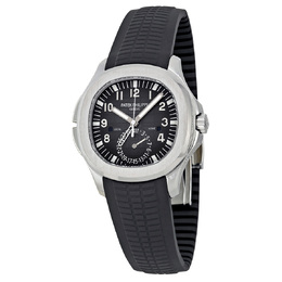 Pre-owned Patek Philippe Aquanaut Dual Time Black Embossed Dial Mens Watch 5164a-001