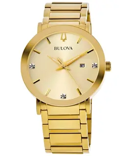 Bulova Diamond Gold Tone Dial and Steel Men's Watch 97d115