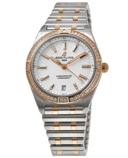 Breitling Chronomat Automatic 36 - Women's Watch, Model U10380591A2U1 in Rose Gold and Steel with Diamond Bezel