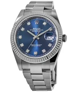 Rolex Datejust 41 Stainless Steel Blue Diamond Dial Men's Watch m126334-0015