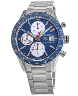 Tag Heuer Carrera Calibre 16 Chronograph Blue Dial Ceramic Bezel Men's Watch cv201ar.ba0715