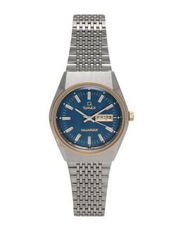 Timex Wrist Watch 50260533op Plated with Logo Framed Closure Battery Operated Stainless Steel Case Leather Strap Water Resistant