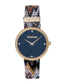 Missoni Wrist Watch 50295034ps: Plated stainless steel case with leather strap and adjustable buckle