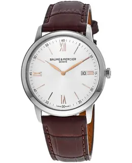 Baume & Mercier Classima Quartz Silver Dial Brown Leather Strap Men's Watch 10415 m0a10415