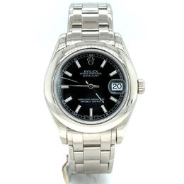 Pre-Owned Rolex 81209 BKSPM Pearlmaster Black Dial Ladies Watch