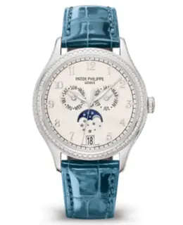 Authentic Patek Philippe Complications White Dial Alligator Strap Women's Watch Model 4947G-010