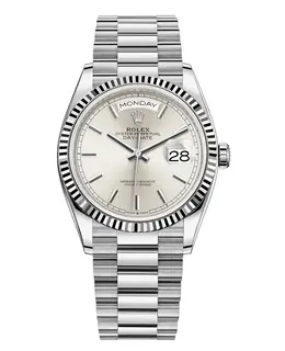 Rolex Day-Date White Gold Silver Dial Women's Watch m128239-0005