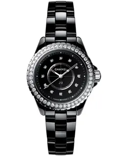 Chanel J12 Black Dial Diamond Black Ceramic Strap Women's Watch h6419