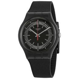 Swatch INTERCYDERAL Men's Quartz Analog Watch SUOB178 Black Dial, Plastic Case with Silicone Strap