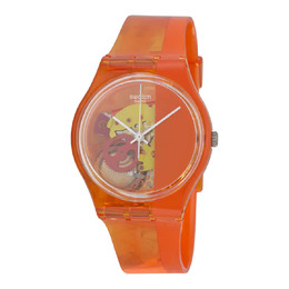 Swatch GO116 Bloody Orange Skeleton Dial Watch, Unisex, Analog Quartz Plastic 30m