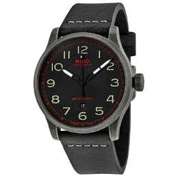 Mido Multifort Automatic Mens Watch - Model M0326073605009, Black Dial with PVD Steel Case and Brown Leather Strap