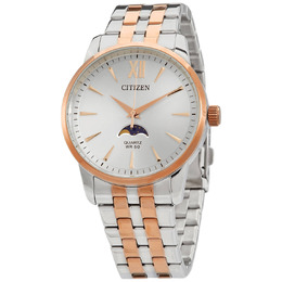 Citizen AK5006-58A Mens Watch, Quartz Movement, Analog Silver Dial with Moonphase Display