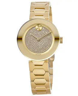 Movado Crystal Pave Dial Gold Tone Women's Watch Model 3600492