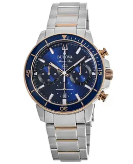 Bulova Marine Star Blue Chronograph Dial Stainless Steel Men's Watch 98b301