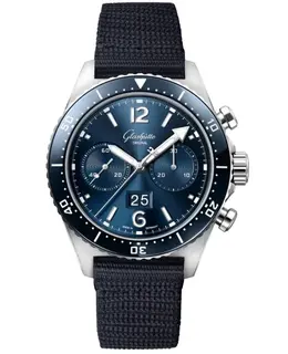 Glashütte Original SeaQ Chronograph Men's Watch 1-37-23-02-81-36 Blue Dial Fabric Strap