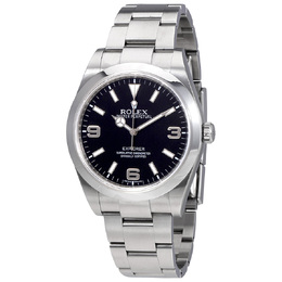 Pre-owned Rolex Explorer Black Dial Stainless Steel Oyster Bracelet Automatic Mens Watch BKASO 214270bkaso