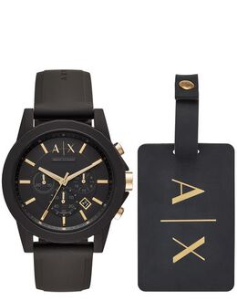 Armani Exchange 58049075qq Wrist Watch - Logo Stainless Steel Case Silicone Strap Adjustable Buckle