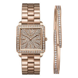 JBW Cristal 28 Jewelry Set Rose Gold-tone Dial Ladies Watch j6387-setb