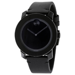 Movado 3600306 Black Museum Dial Unisex Watch with Black Leather Strap