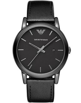 Emporio Armani Wrist Watch - Model 58022966pc - Stainless Steel Case &amp; Leather Strap with Logo
