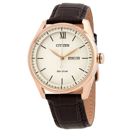 Citizen Eco-Drive Classic AW0082-01A Mens Watch Ivory Dial Rose Gold-tone
