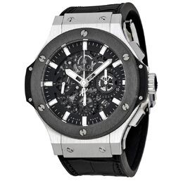 Pre-owned Hublot Big Bang Aero Steel Chronograph Black Skeleton Dial Mens Watch 311.sm.1170.gr
