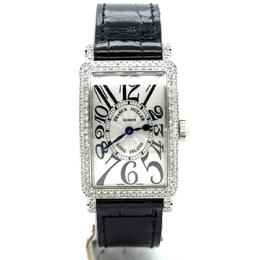 Pre-owned Franck Muller Long Island Quartz Diamond Silver Dial Ladies Watch 902 QZ D