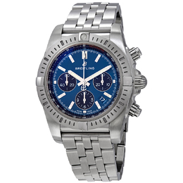 Pre-owned Breitling Chronomat AB0115101C1A1: Analog Chronograph Automatic Mens Watch with Blue Dial