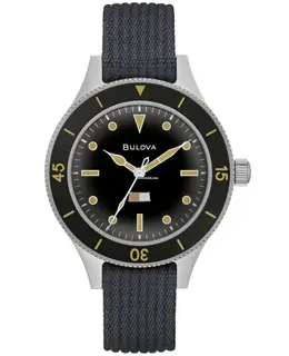 Bulova Archive Chronograph Black Dial Fabric Strap Men's Watch 98a266