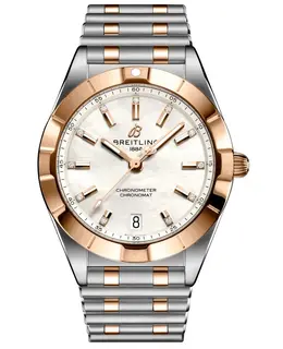 Brand New Authentic Breitling Chronomat Quartz 32 Mother of Pearl Diamond Dial Rose Gold & Steel Women's Watch Model U77310101A2U