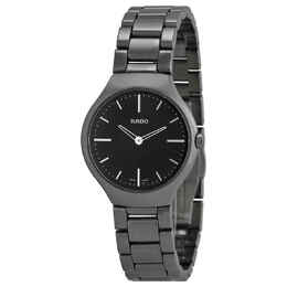 Rado True Thinline Gunmetal Ceramic Ladies Watch with Black Dial Model R27956152