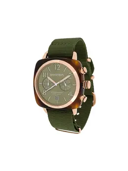 Briston Clubmaster Classic Chrono 40mm, Olive Green Tortoiseshell-Effect Stainless Steel Case, Article Number: 14667941